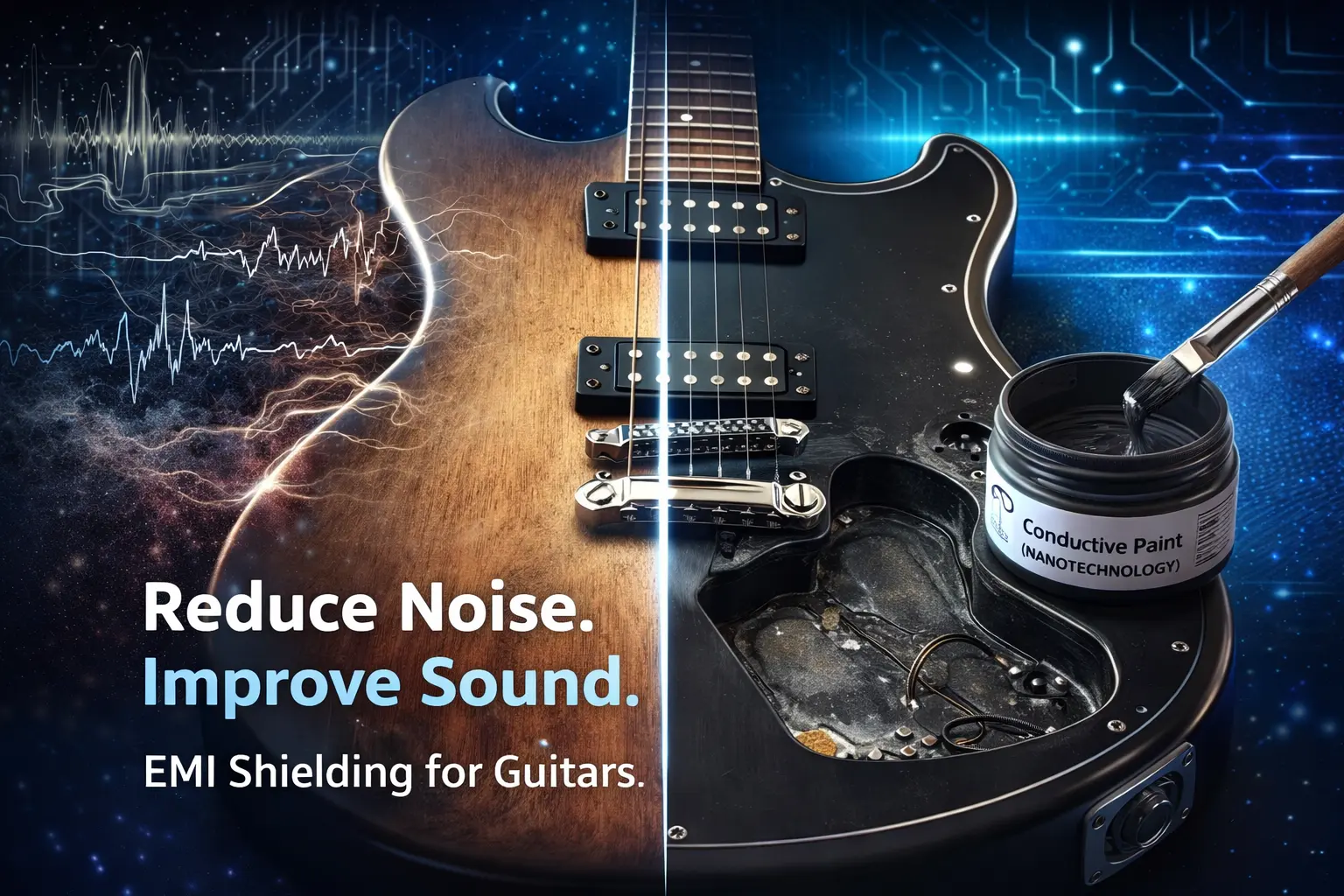 SilexCore conductive paint used for guitar EMI shielding and noise reduction